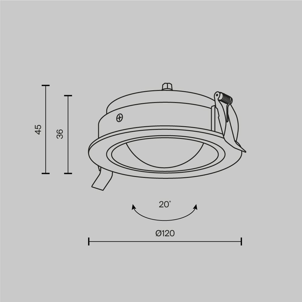 Встраиваемый светильник Линза / Lens 12 Вт 4000 К 70° IP 44