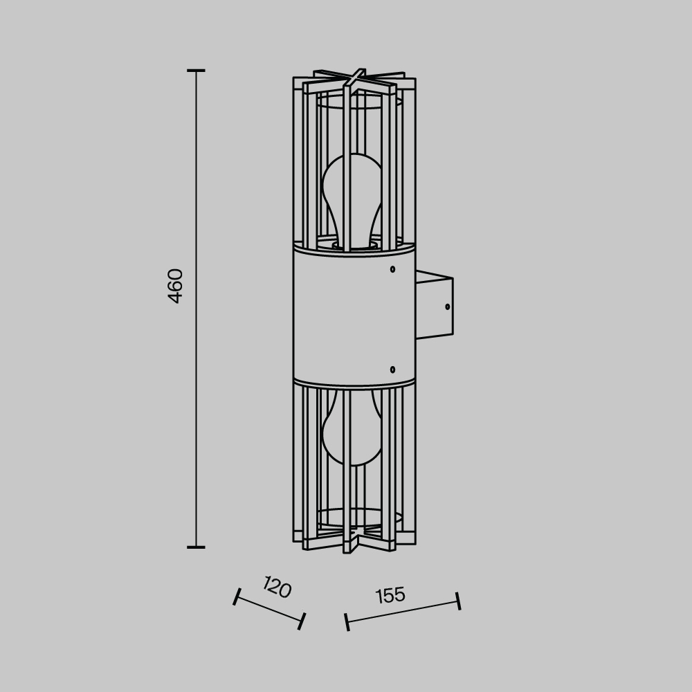 Настенный светильник (бра) Баррель / Barrel E27x2 15Вт IP 54