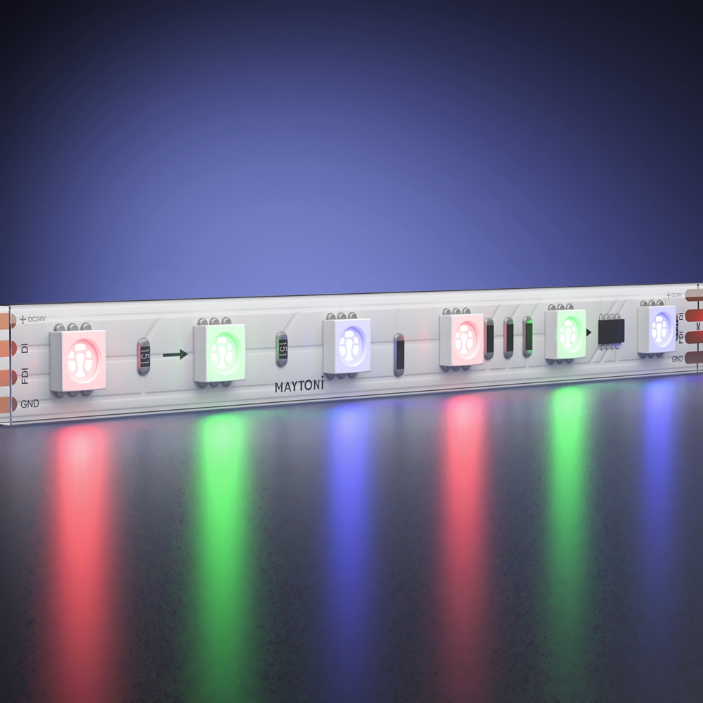 Светодиодная лента 24В 5050 14,4Вт/м 5м IP 68 Адресная (SPI) Цветная (RGB) 201249