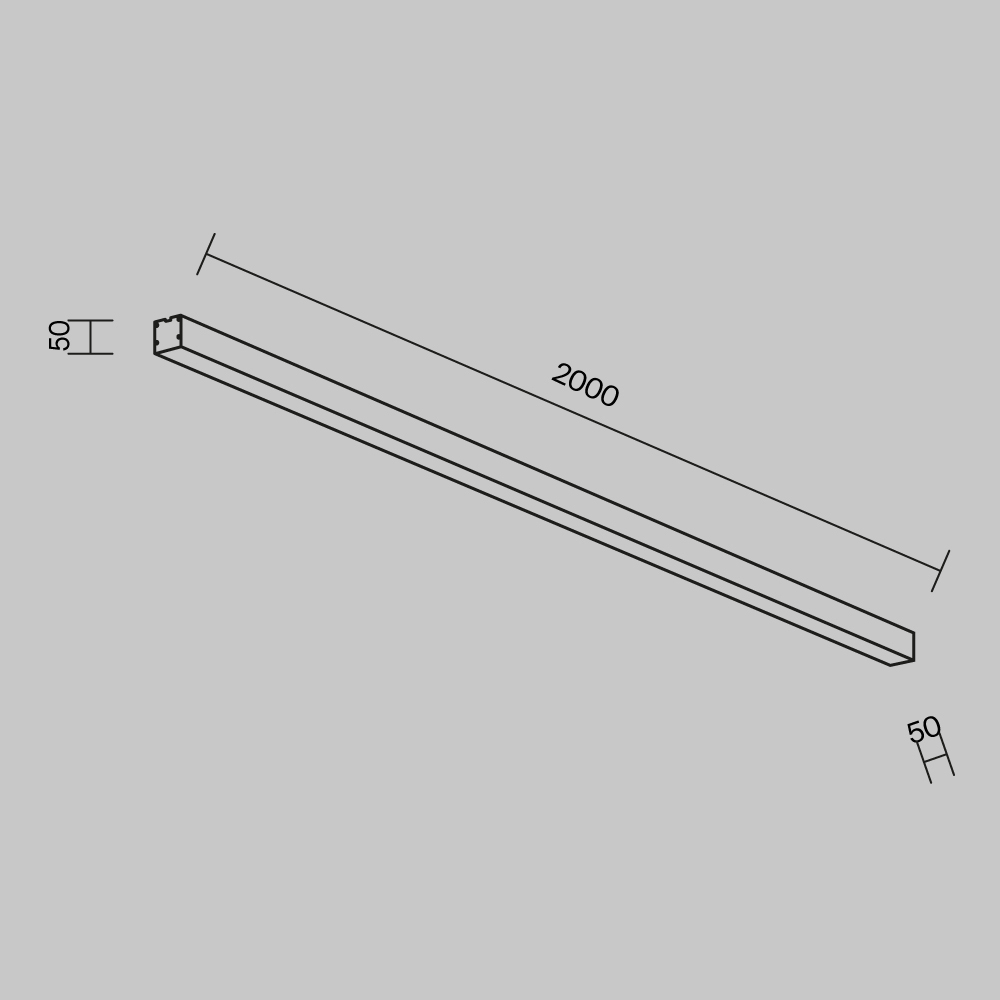 Линейный светильник накладной 4000K 50x50 40 Вт (Черный, 2 м) LL311032