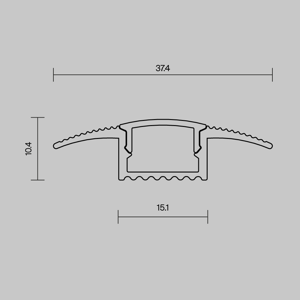 Алюминиевый профиль встраиваемый в пол 37x10 (Серебро, 2 м), ALM-3710-S-2M 636022