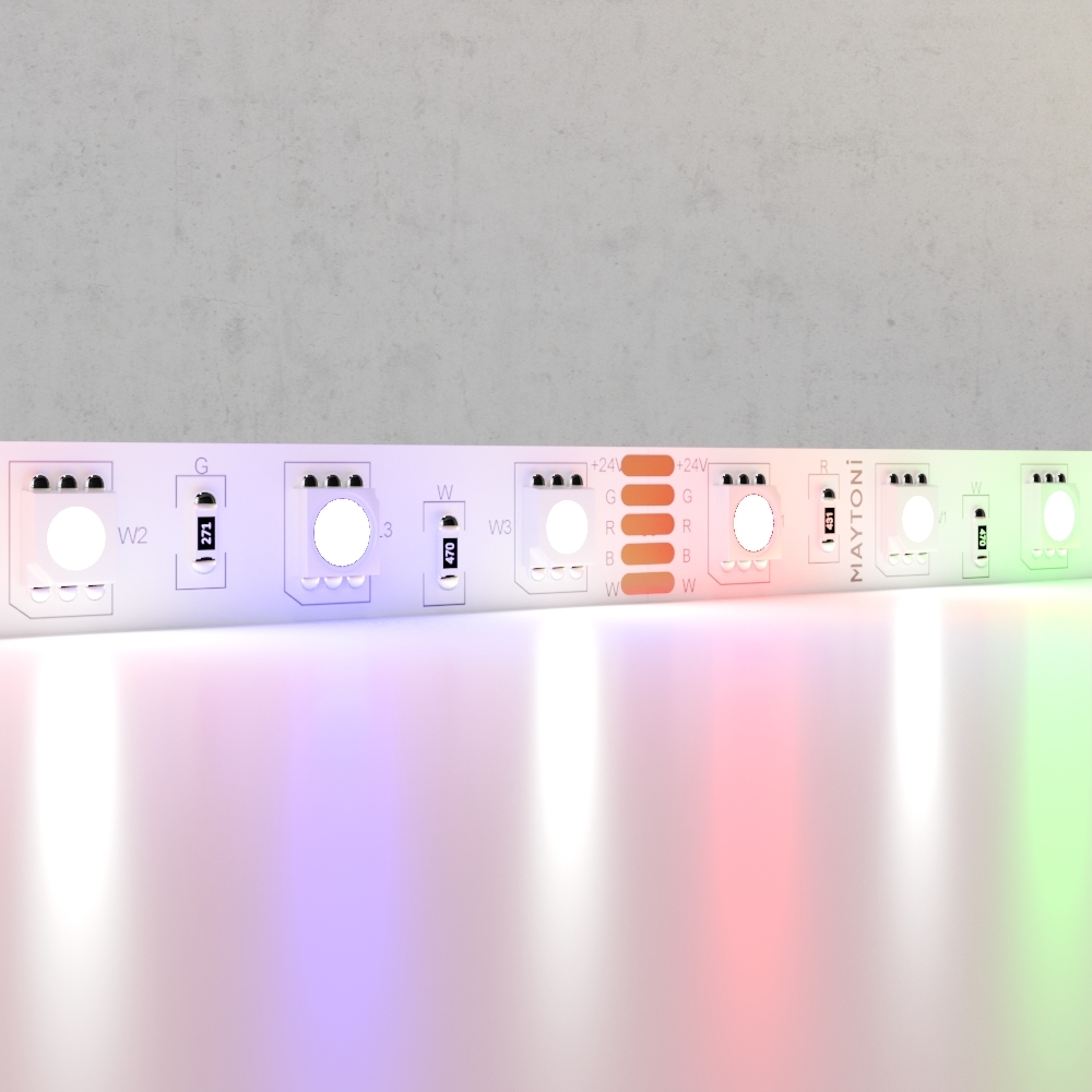 Светодиодная лента 24В 5050 14,4Вт/м Цветная (RGB) + 6000K 5м IP20