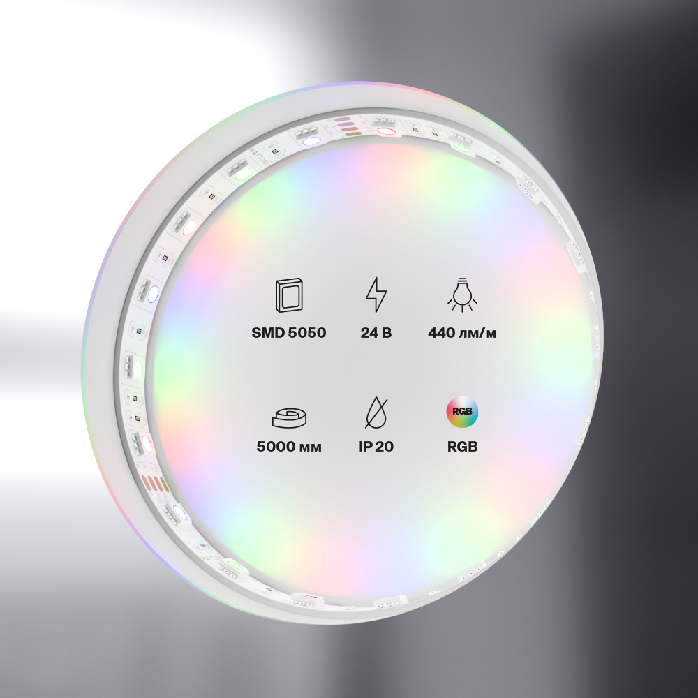 Светодиодная лента 24В 5050 14,4Вт/м Цветная (RGB) 5м IP20