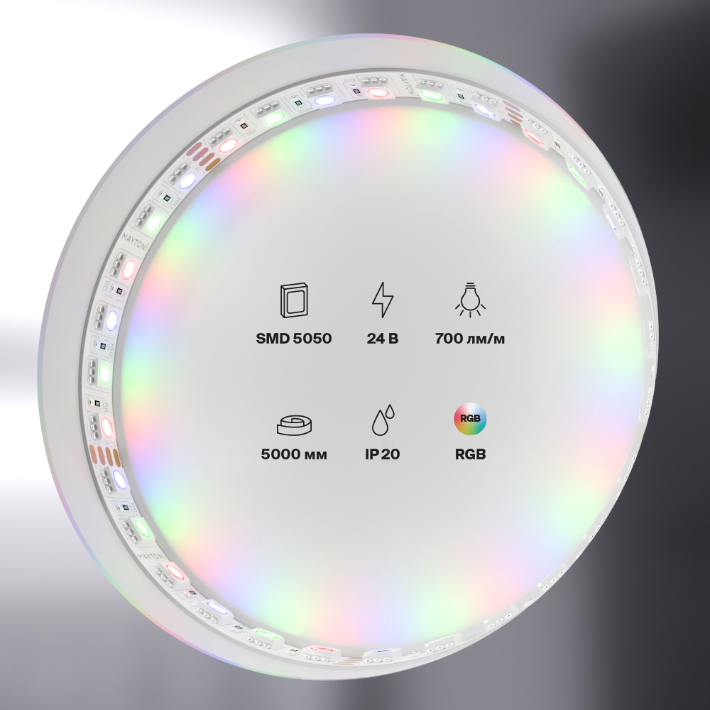 Светодиодная лента 24В 5050 21Вт/м Цветная (RGB) 5м IP20