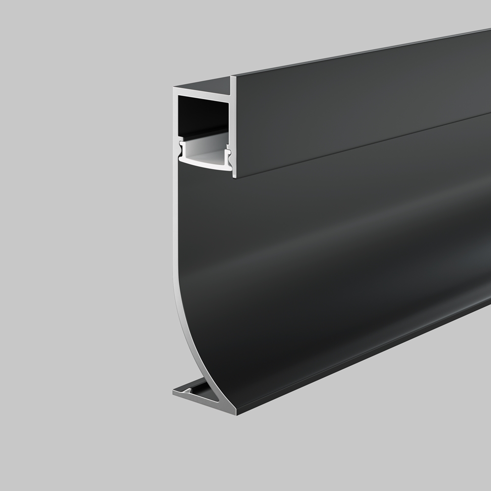 Алюминиевый профиль плинтус 53x14 (Черный, 2 м), ALM-5314-B-2M