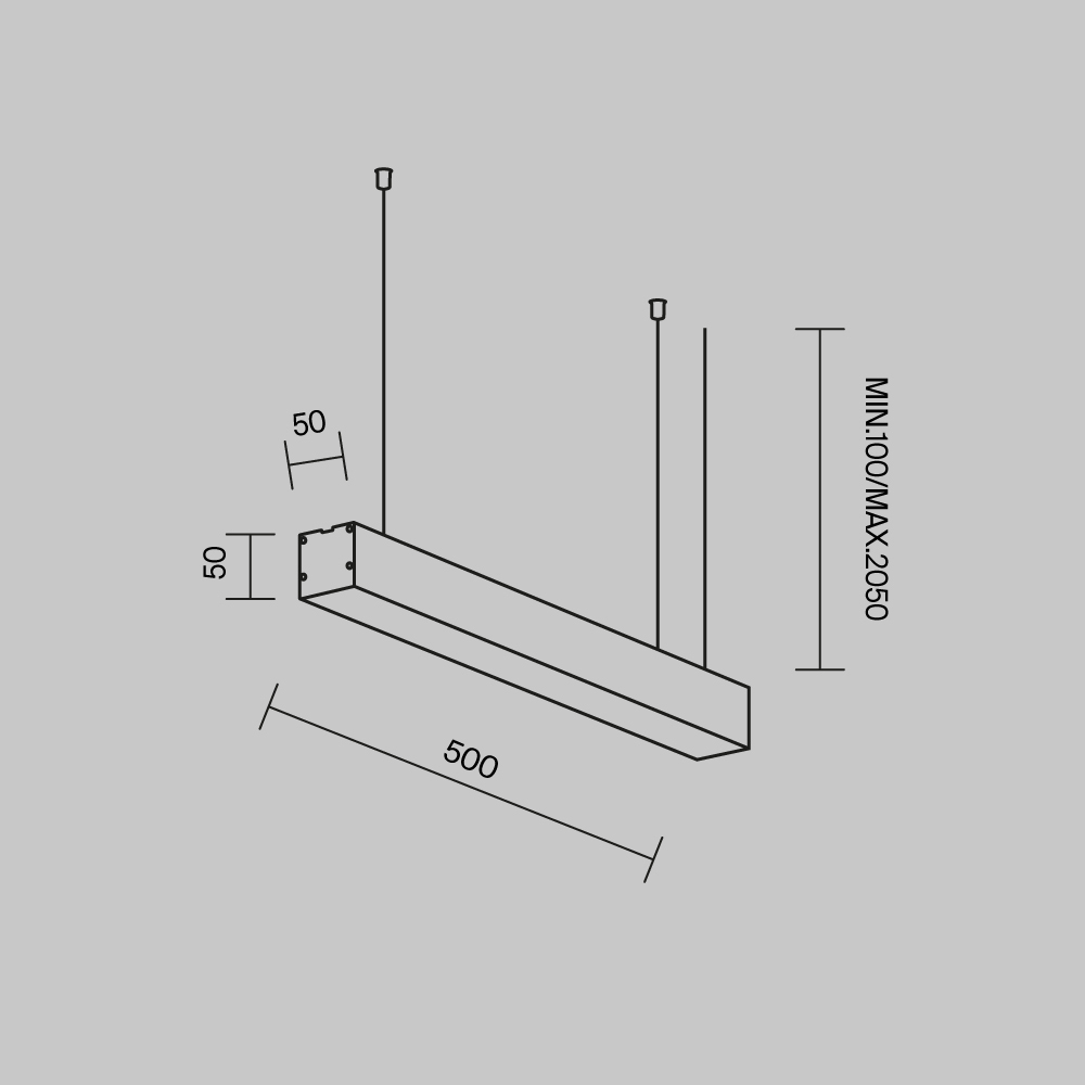 Линейный светильник подвесной 3000K 50x50 10 Вт (Серебро, 500 мм) LL312017