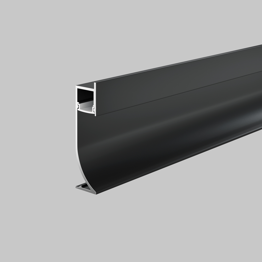 Алюминиевый профиль плинтус 53x14 (Черный, 2 м), ALM-5314-B-2M