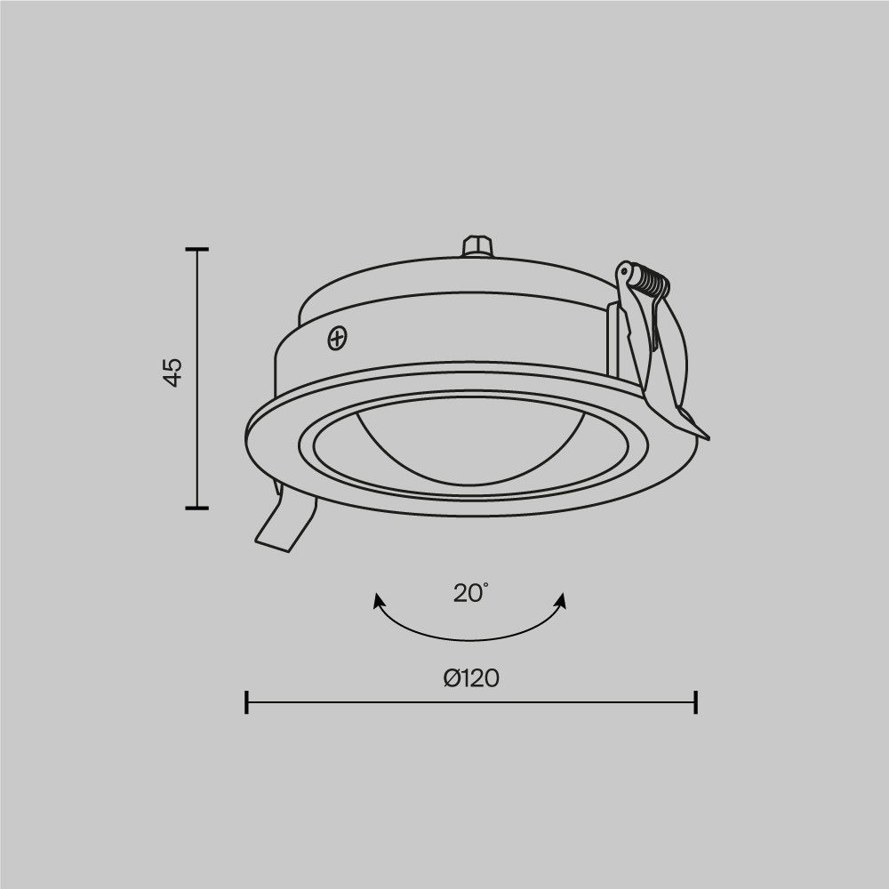 Встраиваемый светильник Линза / Lens 12 Вт 3000 К 70° IP 44