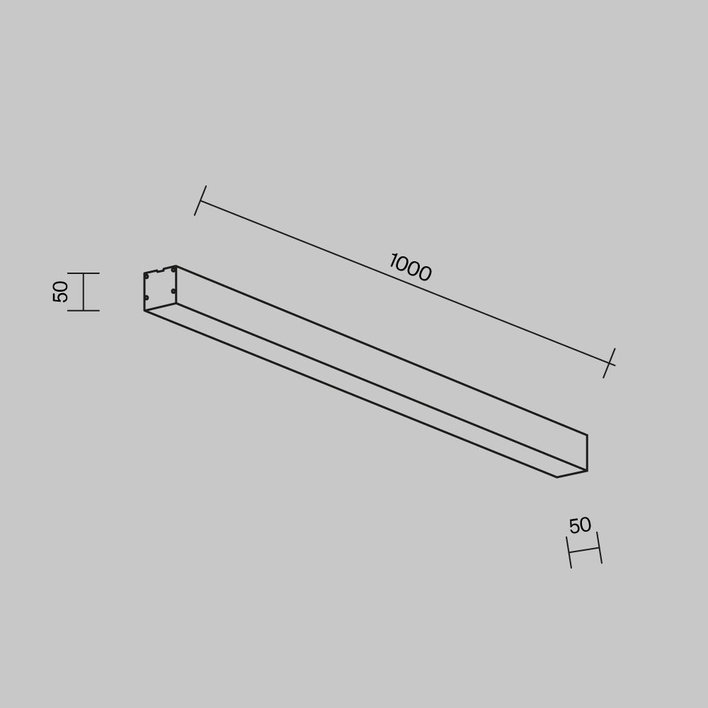 Линейный светильник накладной 4000K 50x50 20 Вт (Черный, 1 м) LL311028
