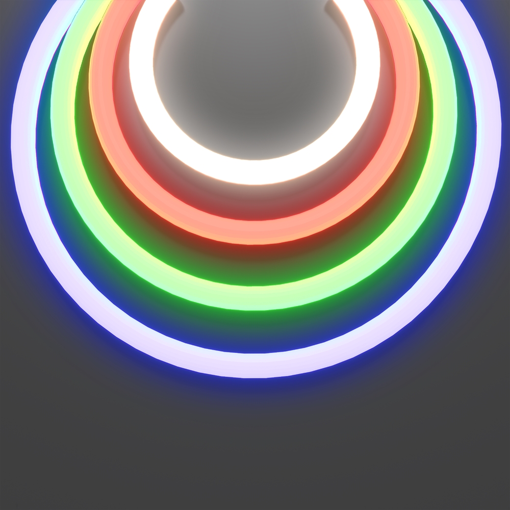 Гибкий неон круглый 360° D25 24В 17,2Вт/м Цветной (RGB) + 4000К IP65 5м