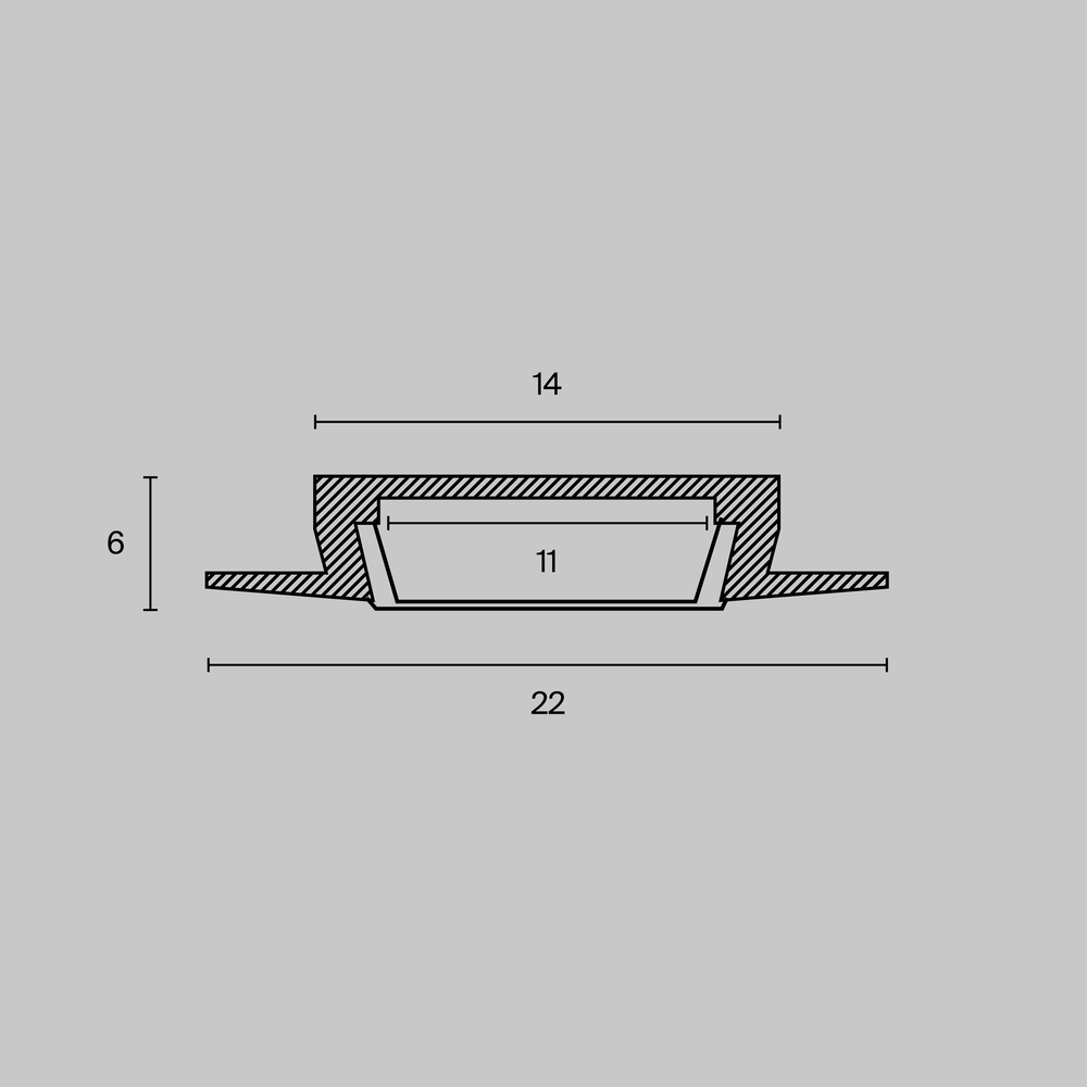 Алюминиевый профиль встраиваемый с фланцем 22x6 (Серебро, 2 м), ALM004S-2M