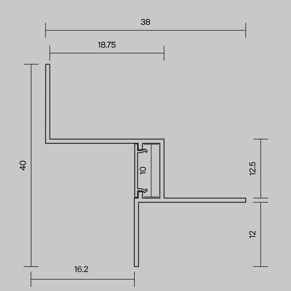 Алюминиевый профиль встраиваемый скрытого монтажа 44x41 (Серебро, 2 м), ALM-4441-S-2M 636024