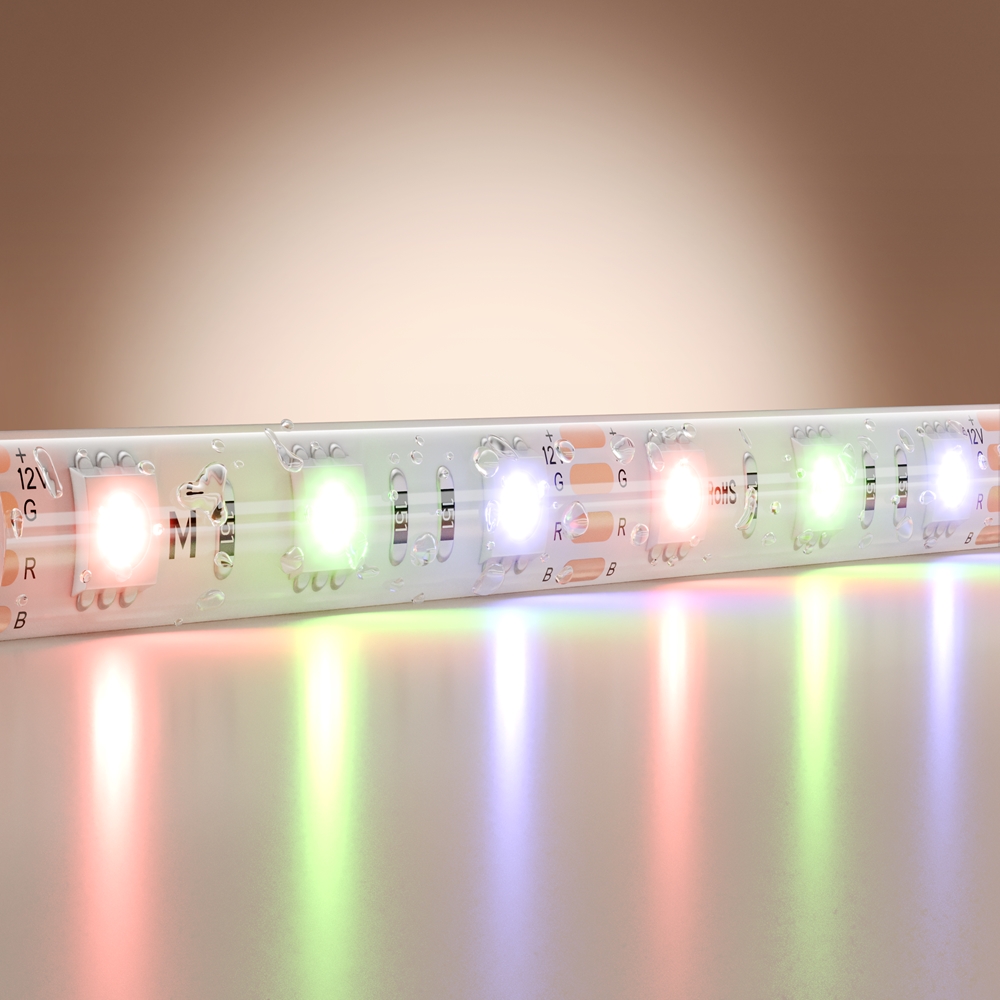 Светодиодная лента Базовая 12В 5050 14,4Вт/м Цветная (RGB) 5м IP 65 201196