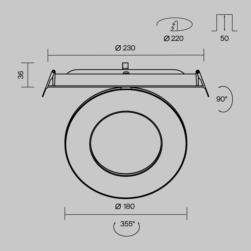 Встраиваемый светильник Вектор / Vector 12 Вт 2700 К 110°