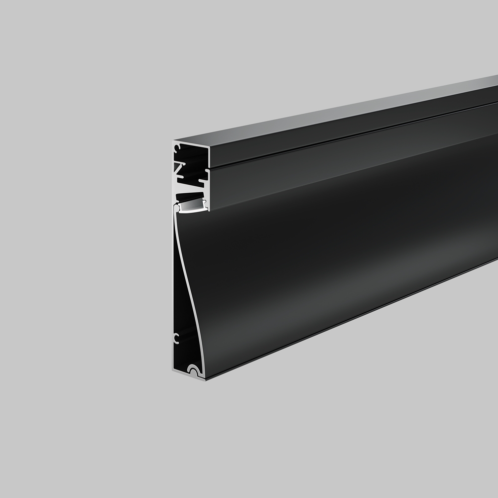 Алюминиевый профиль плинтус 80x18 (Черный, 2 м), ALM-8018-B-2M
