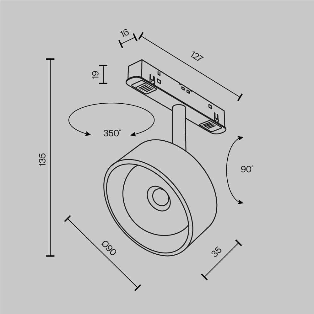 Трековый светильник Линза / Lens Exility 3000K 15Вт 70°