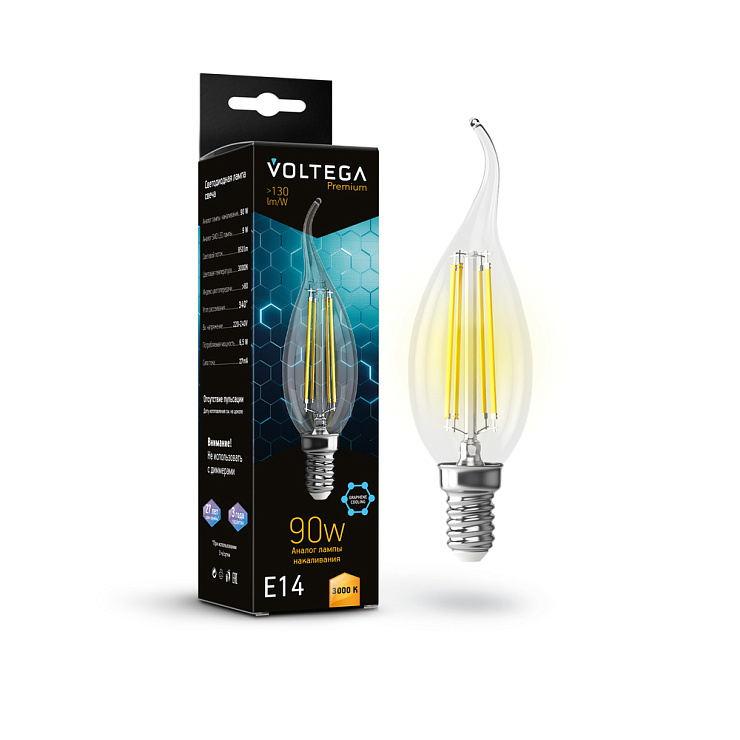 Лампочка Candle wind 9W Graphene