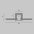 Алюминиевый профиль встраиваемый скрытого монтажа 53x13 (Серебро, 2 м), ALM-5313A-S-2M